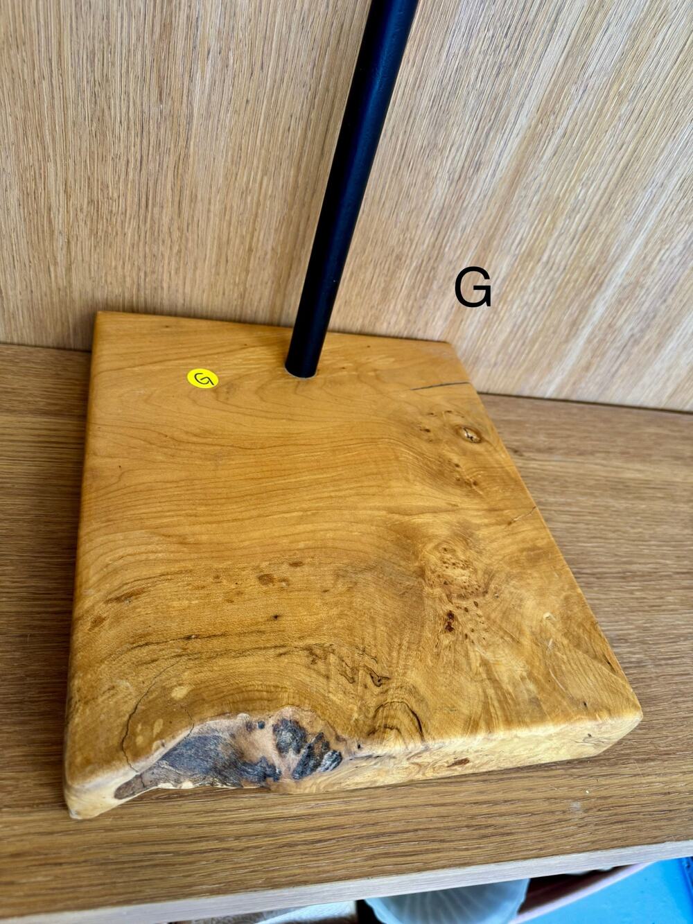 “G” Custom Steel & Wood Retail Display Stand LIVE edge– Adjustable Height